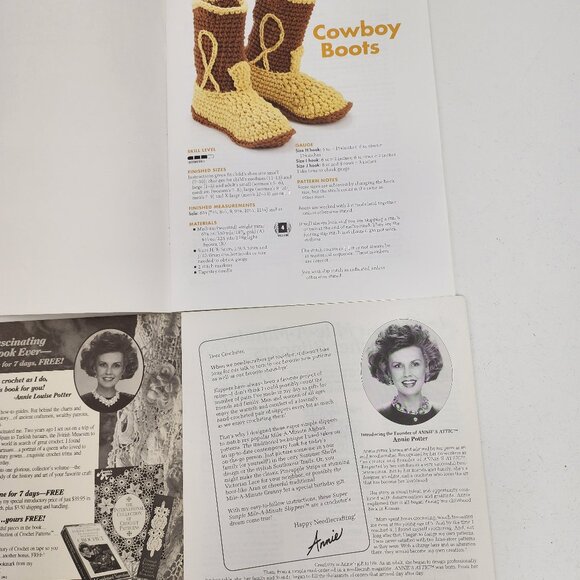 Lot of 2 Annie's Attic Crochet Books Big Foot Boutique & Mile A Minute Slippers - Picture 14 of 16